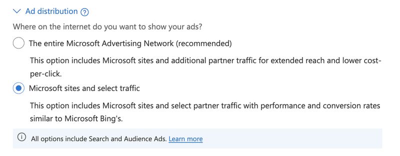bing ads audience network